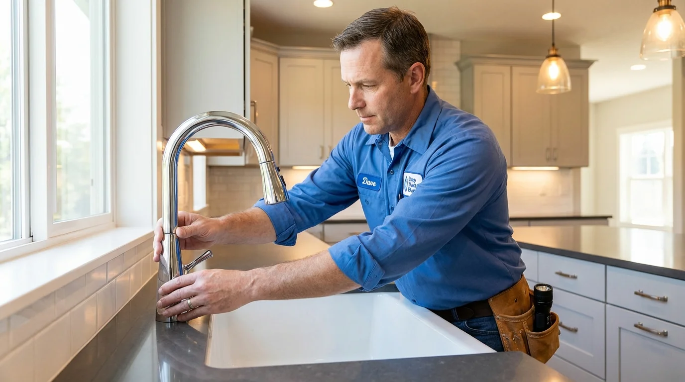 Kitchen faucet installation by Johns Plumbing LLC in Metamora