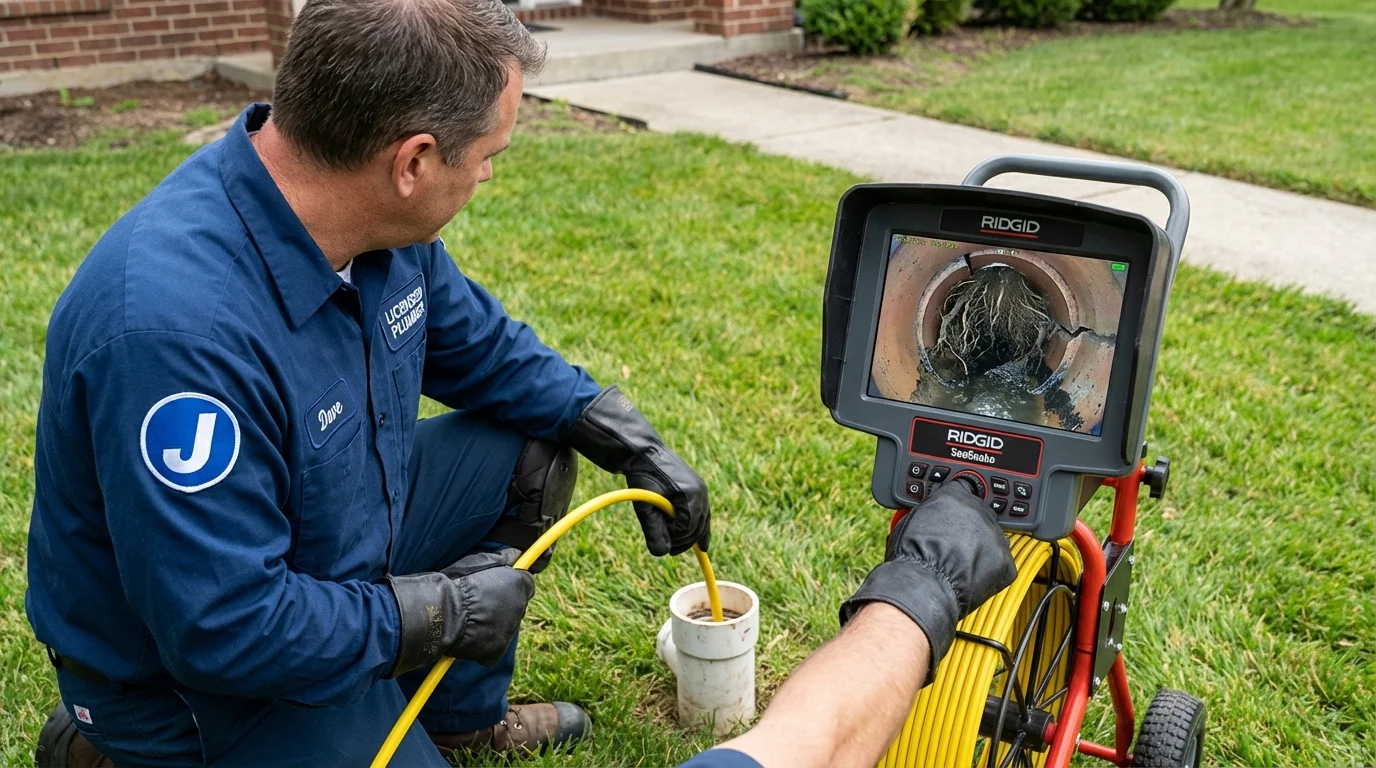Sewer camera inspection being performed by Johns Plumbing LLC in Metamora