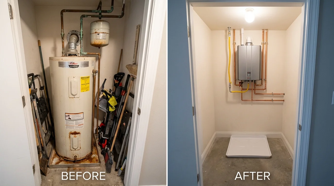 Tank water heater versus wall-mounted tankless unit comparison for Metamora, IL homeowners