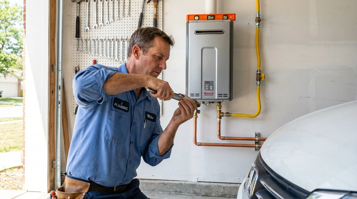 Tankless water heater installation by a Johns Plumbing LLC plumber in Metamora